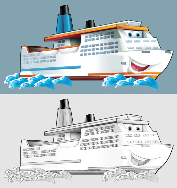 Coloring page - boat — Stock Photo, Image