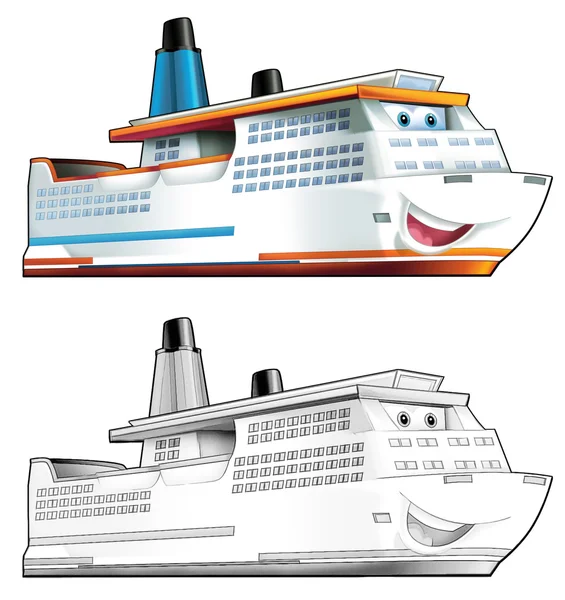 Coloring page - boat — Stock Photo, Image