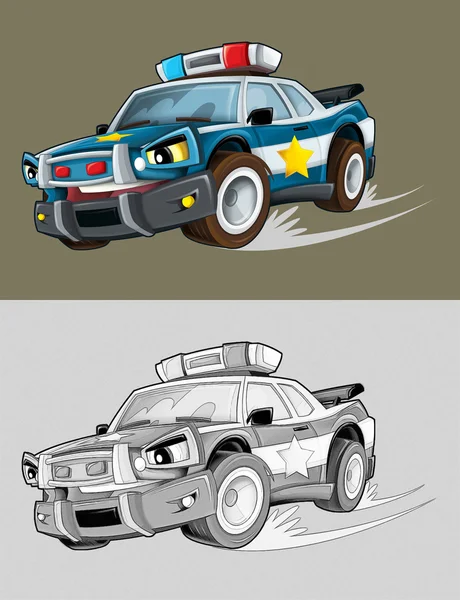 Coloring page - police car — Stock Photo, Image