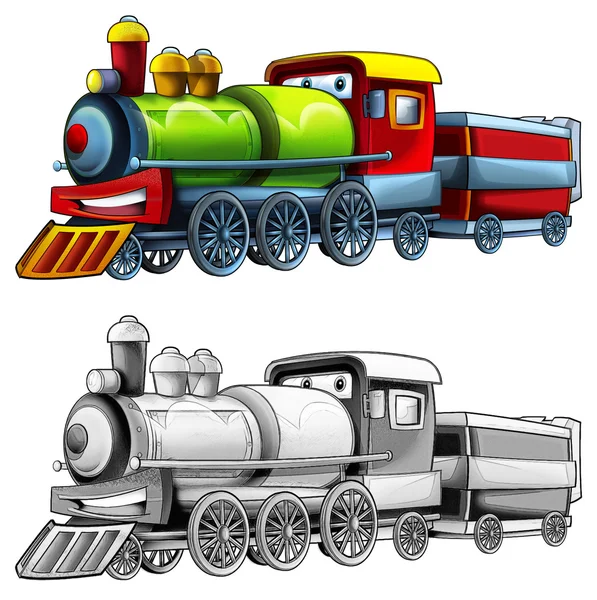 Coloring page - train — Stock Photo, Image