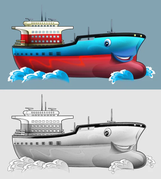 Desenho para colorir - barco — Fotografia de Stock