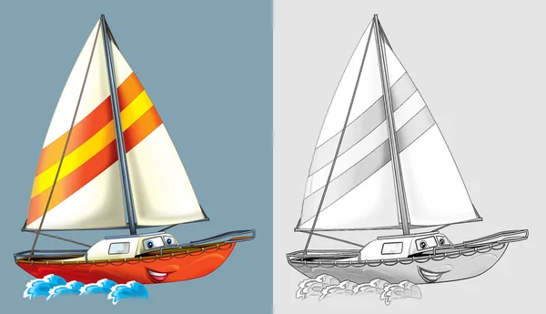 Coloring page - boat — Stock Photo, Image