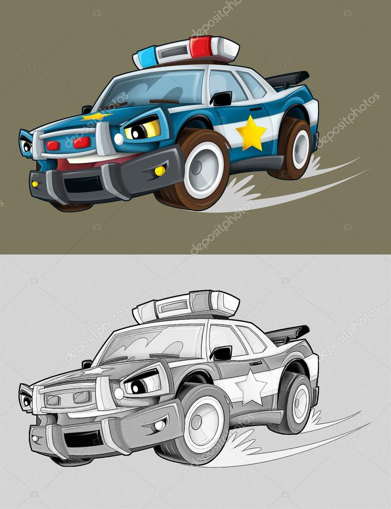 Kleurplaat - politie-auto — Stockfoto © illustrator_hft ...