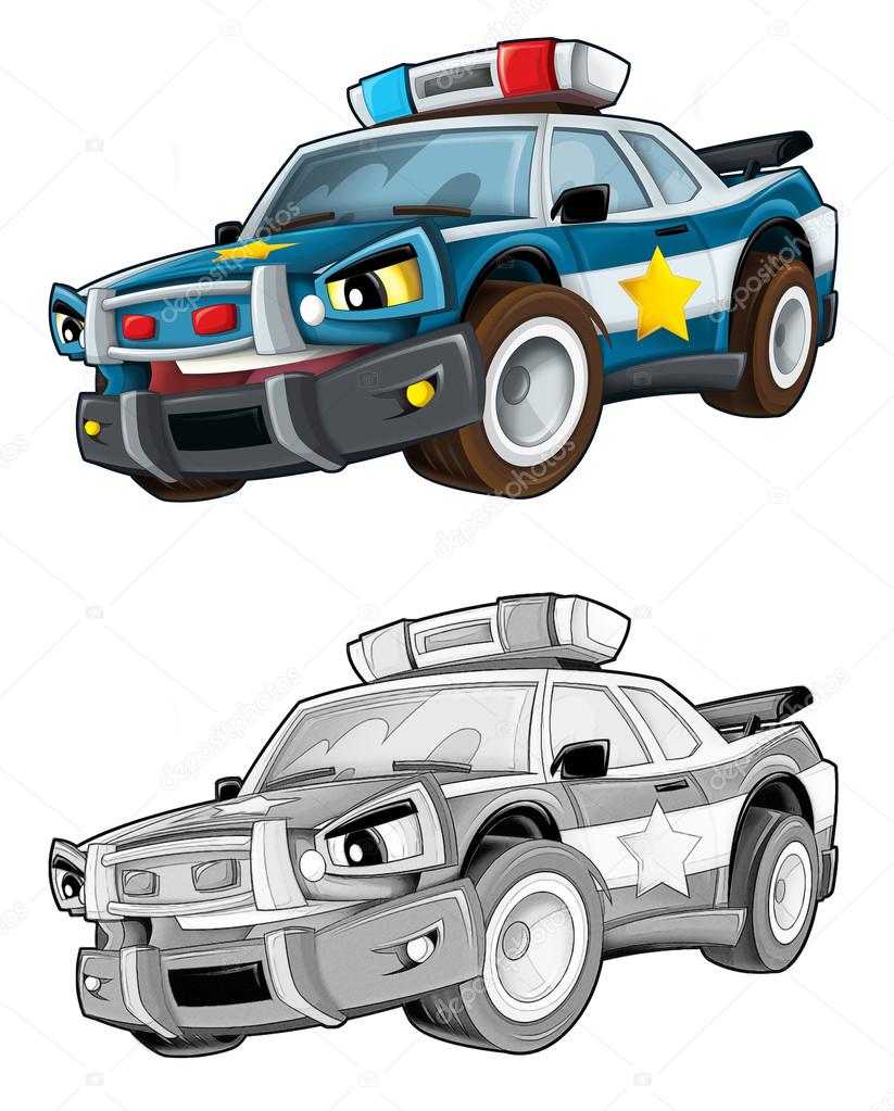 Ilustração Do Desenho Do Carro De Polícia Ilustração Stock - Ilustração de  oficial, sinal: 115637331