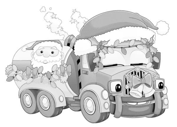 Desenho para colorir - carro de Natal — Fotografia de Stock