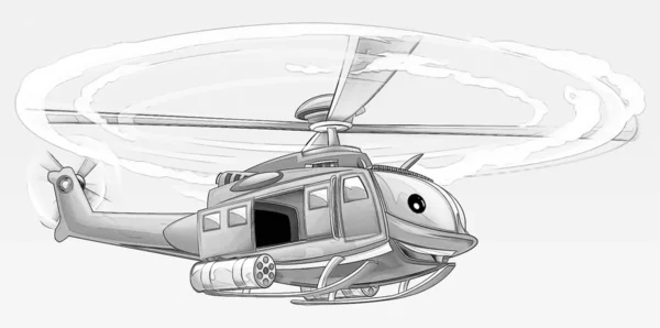 Coloring page - military helicopter — Stock Photo, Image