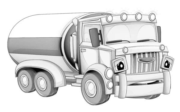 Pagina de colorat - camion de desene animate — Fotografie, imagine de stoc