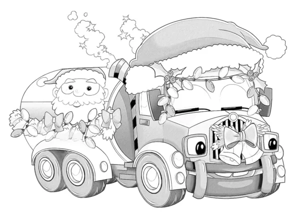 -クリスマスの車の着色のページ — ストック写真