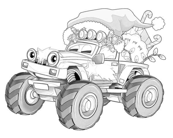 Desenho para colorir - carro de Natal — Fotografia de Stock