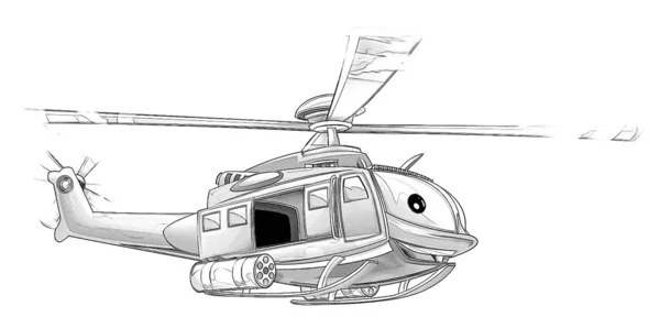 Coloring page - military helicopter — Stock Photo, Image