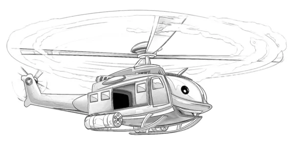 Coloring page - military helicopter — Stock Photo, Image