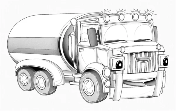 Раскраска страницы - мультяшный грузовик — стоковое фото