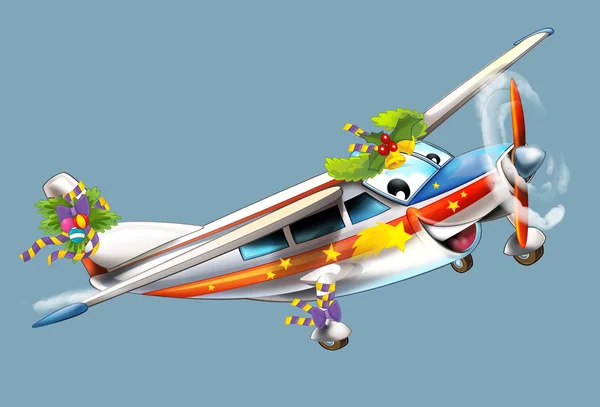 Cartoon christmas plane — Stock Photo, Image