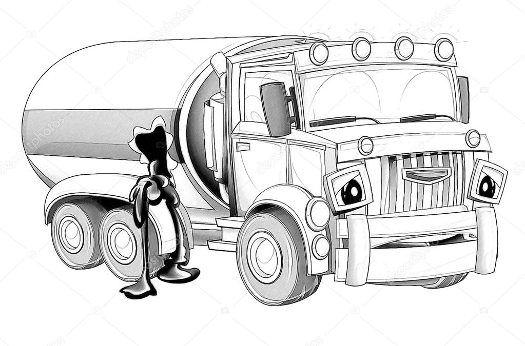 Desenhos para colorir de desenho de um caminhão de transporte para colorir  