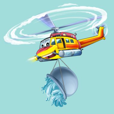karikatür yangın helikopteri
