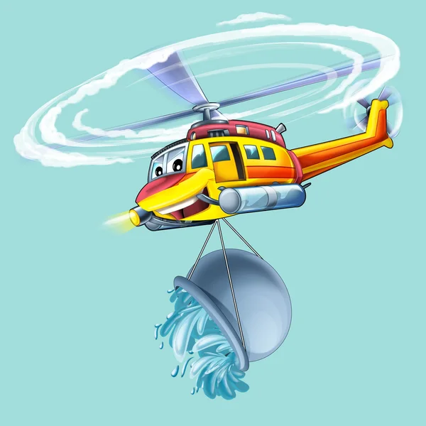Karikatür yangın helikopteri — Stok fotoğraf