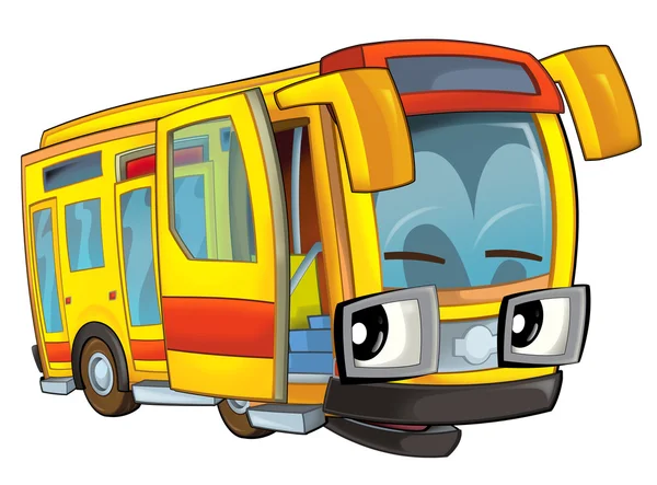 Desenhos animados felizes - ônibus - caricatura — Fotografia de Stock