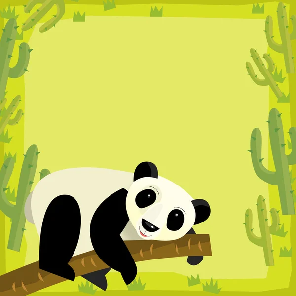 Panda bear i tecknad ram — Stockfoto