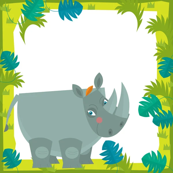 Rhino in Cartoon frame — Stock Photo, Image