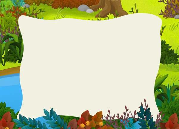 Scena cornice cartone animato con foresta — Foto Stock