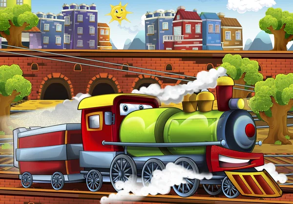 Cartoon trem a vapor — Fotografia de Stock