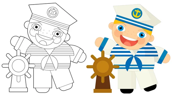 Sailor with coloring page — Stock Photo, Image