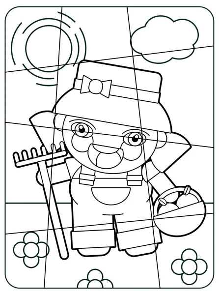 Farmer puzzle illustration — Stock Photo, Image