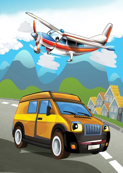 Car and the plane — Stock Photo, Image