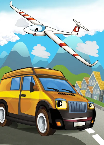 The car and the plane — Stock Photo, Image