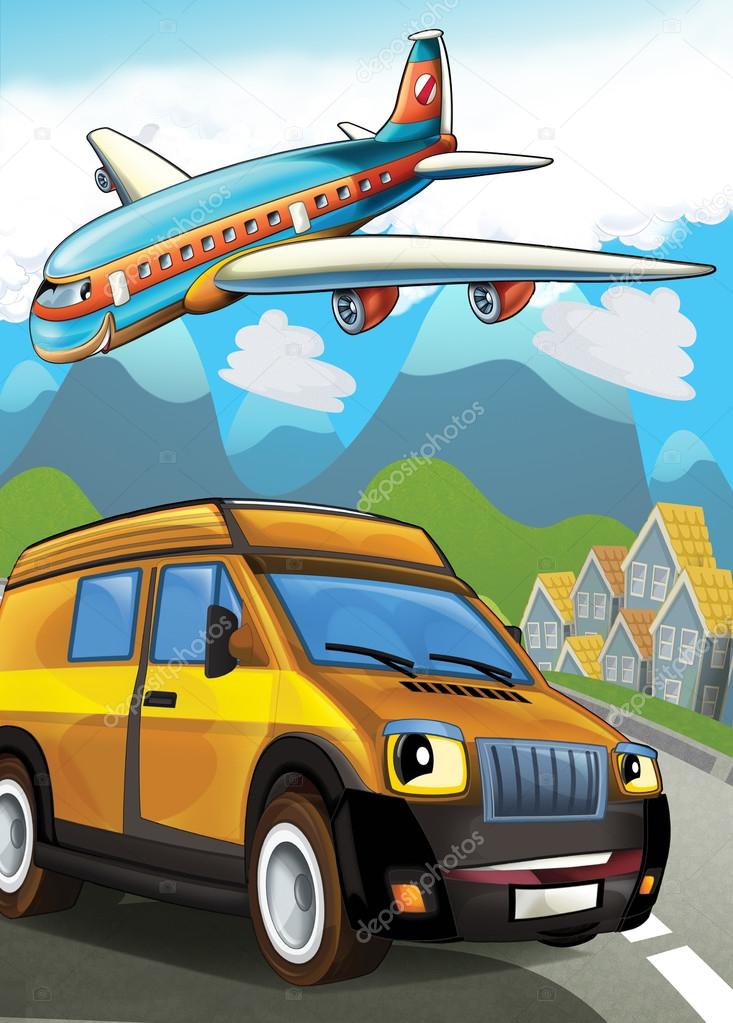 Car and the passenger plane