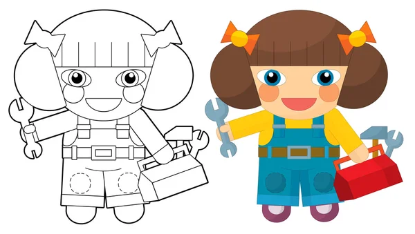Personaje de dibujos animados - chica mecánica —  Fotos de Stock
