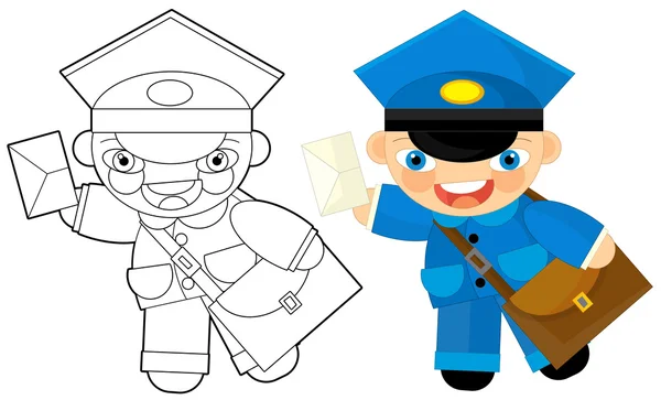 Cartoon character - postman — Stock Photo, Image