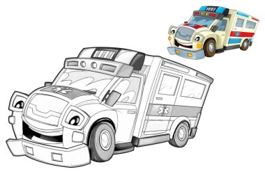 Çizgi film ambulans - karikatür