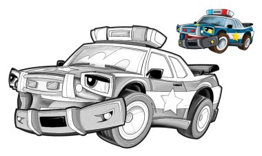karikatür polis arabası
