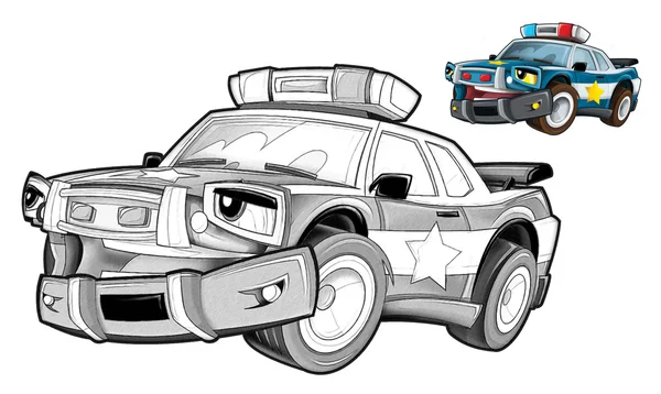 Карикатурная полицейская машина — стоковое фото