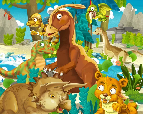 Tierra de dinosaurios de dibujos animados — Foto de Stock