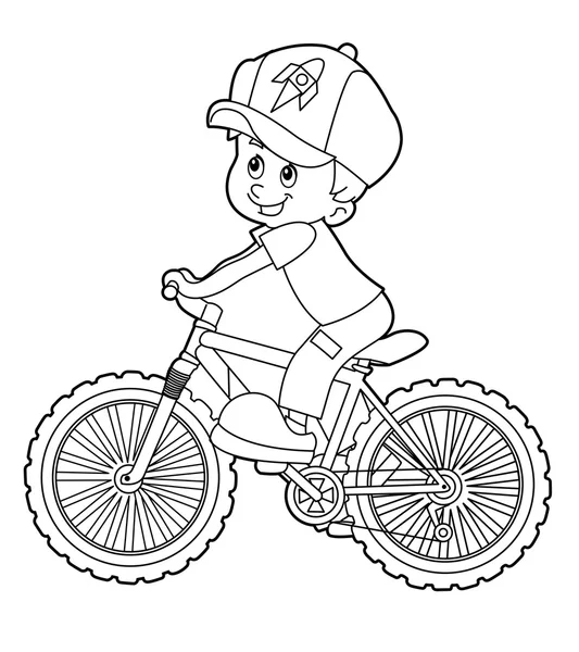 Desenhos animados Kid andar de bicicleta — Fotografia de Stock