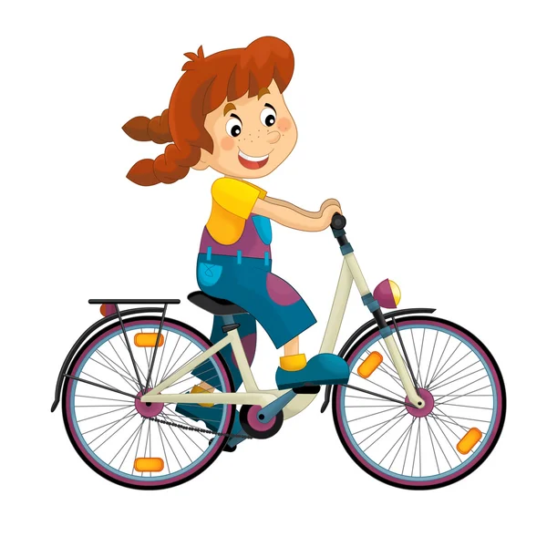 Dessin animé fille sur le vélo — Photo