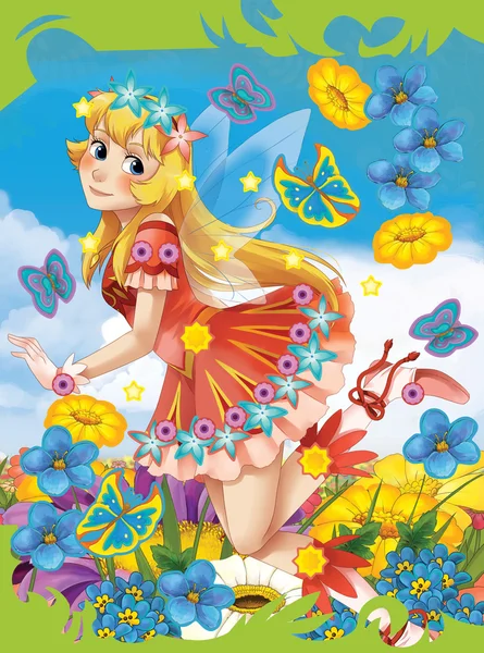 Cartoon fairy princess - sticker page — Stock Photo, Image