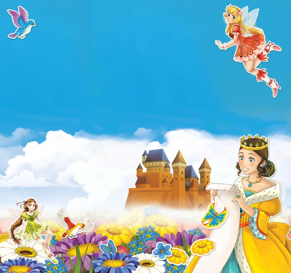 Prenses ile karikatür çerçeve — Stok fotoğraf