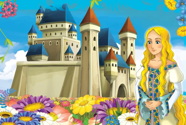 Cartoon scene with princess and fairies — Stock Photo, Image