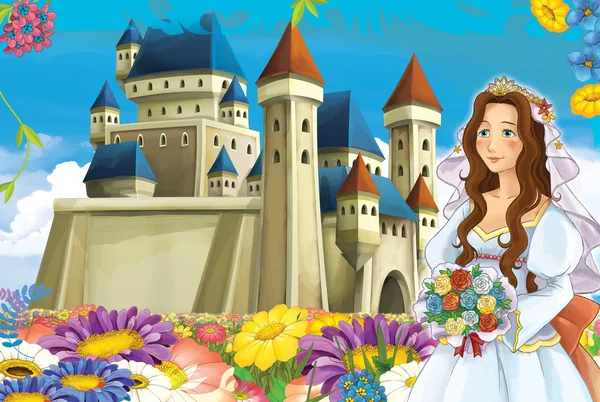 Zeichentrickszene mit Prinzessin und Feen — Stockfoto