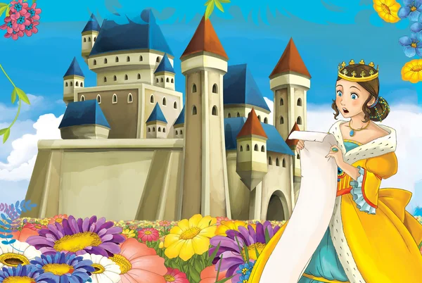 Cartoon scène met prinses en feeën — Stockfoto