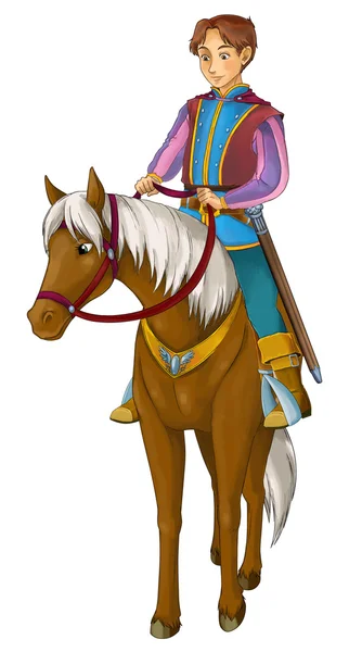 Personaggio dei cartoni animati fiabeschi - principe a cavallo — Foto Stock