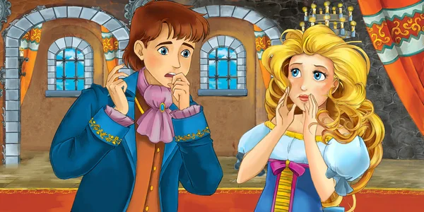 Cartoon-Märchenszene - mit Prinz und Prinzessin — Stockfoto