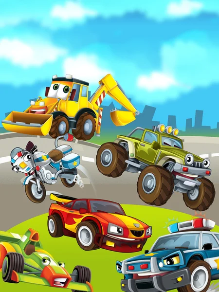 Cartoni animati auto sullo sfondo — Foto Stock