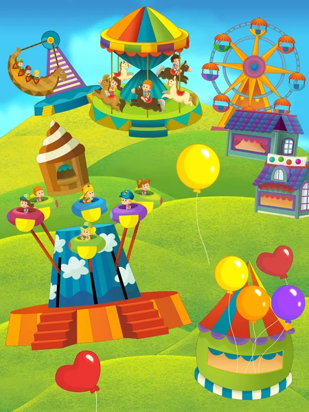 Parque infantil dos desenhos animados - ilustração para as crianças — Fotografia de Stock
