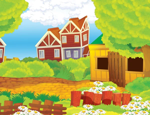 Cartoon farm scene — Stock Photo, Image