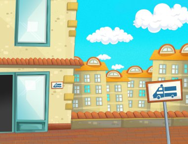 Çizgi film sahne şehir