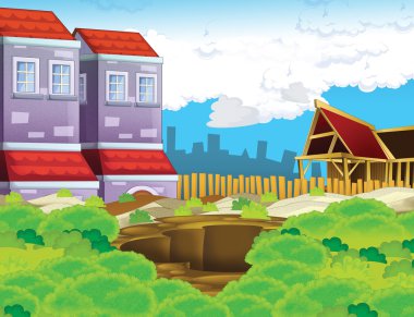 Çizgi film arka plan bir şehir